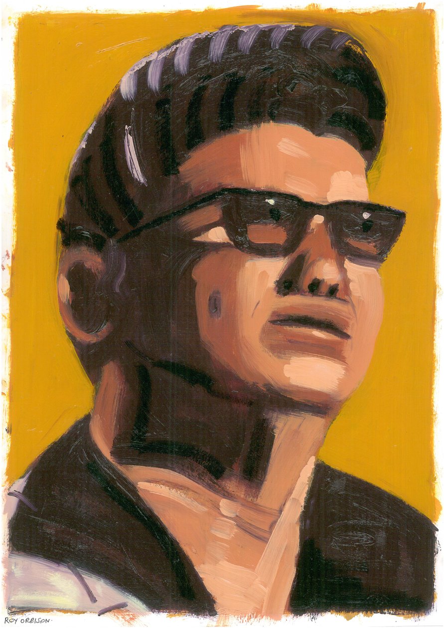 Roy Orbison, 2008 (kağıt üzerinde yağlı boya) by Sara Hayward