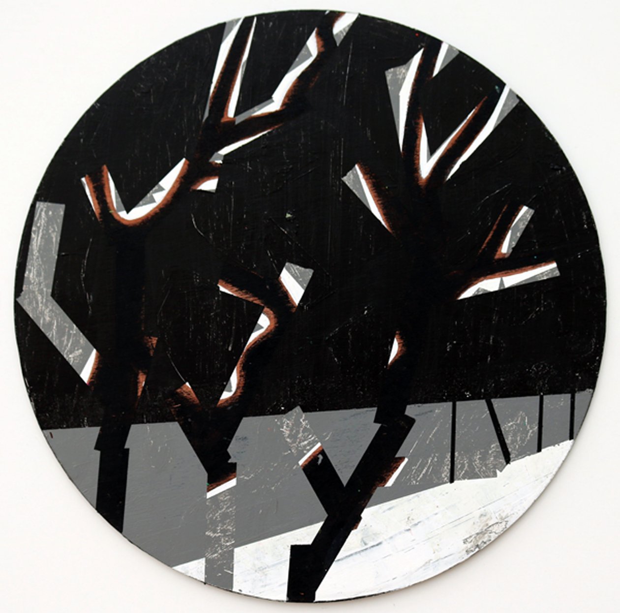 Twixt Heaven and Earth I-N (dairesel tahta üzerinde akrilik) by Sara Hayward