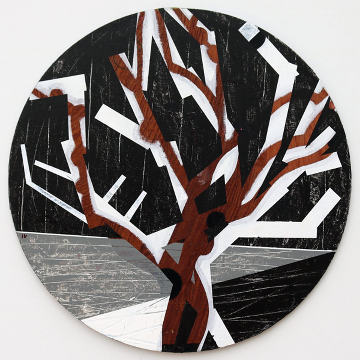 Twixt Heaven & Earth IV-B (dairesel tahta üzerinde akrilik) by Sara Hayward