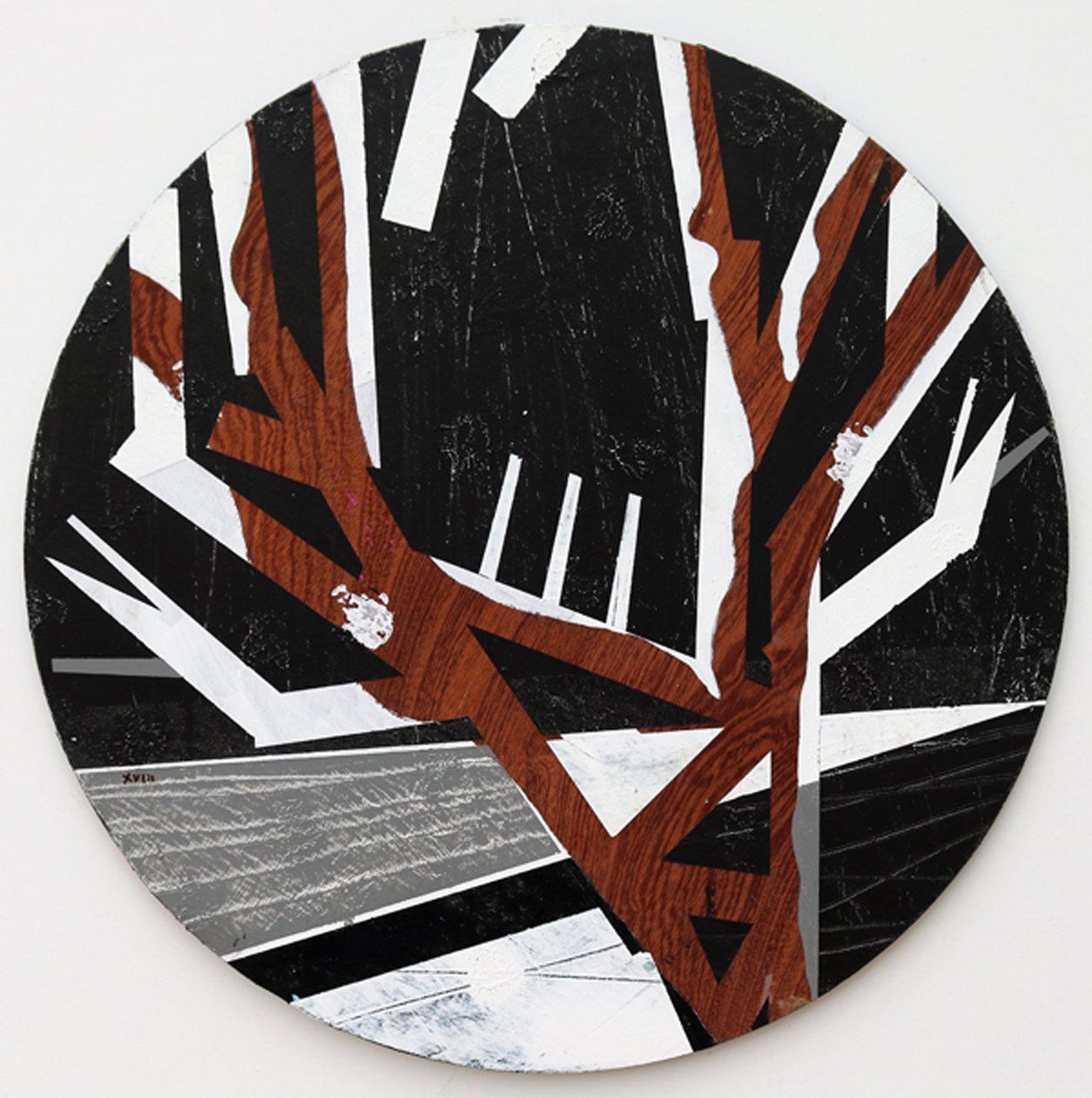 Twixt Heaven & Earth XVIII-B (dairesel tahta üzerinde akrilik) by Sara Hayward