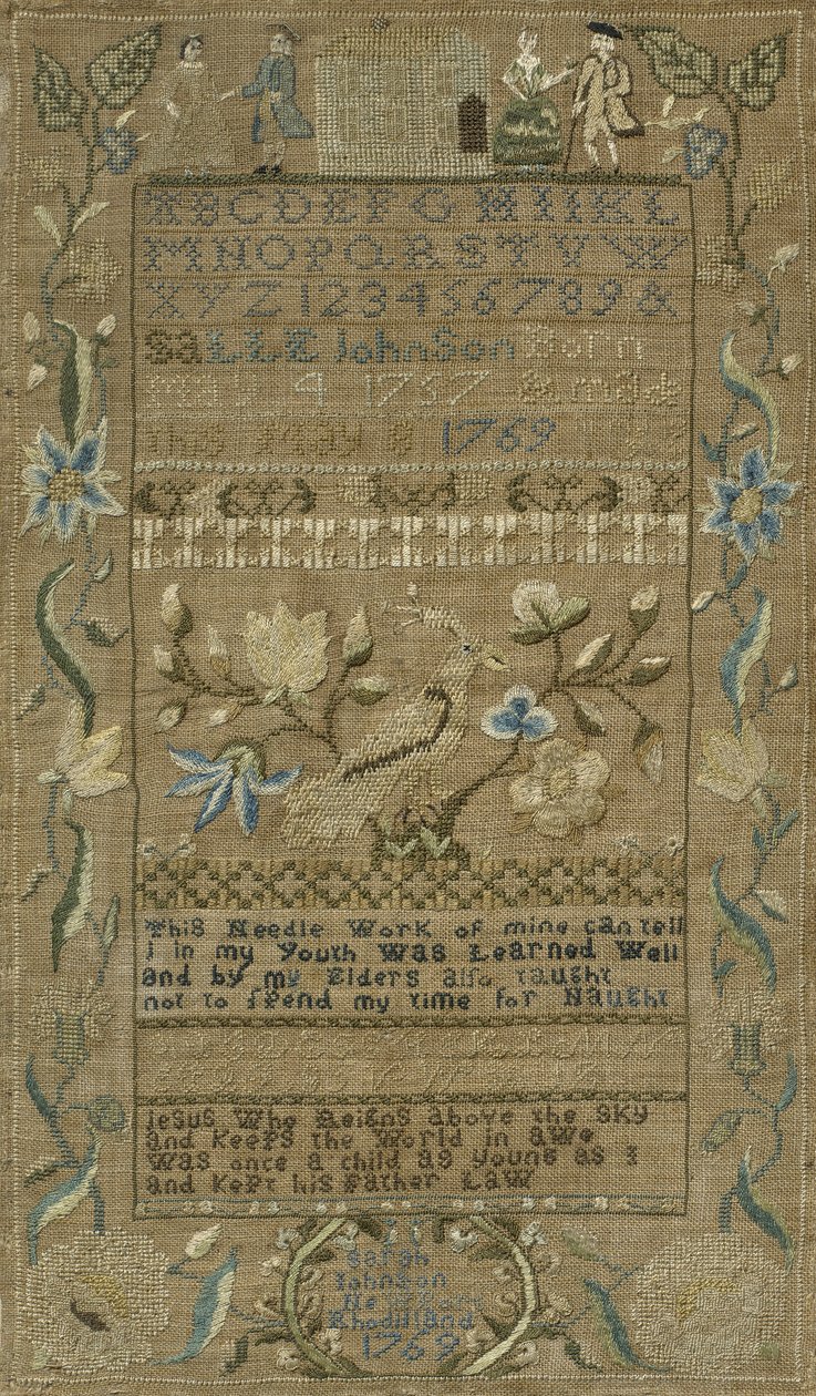 Örnekleyici, 1769 (keten üzerine ipek) by Sarah Johnson