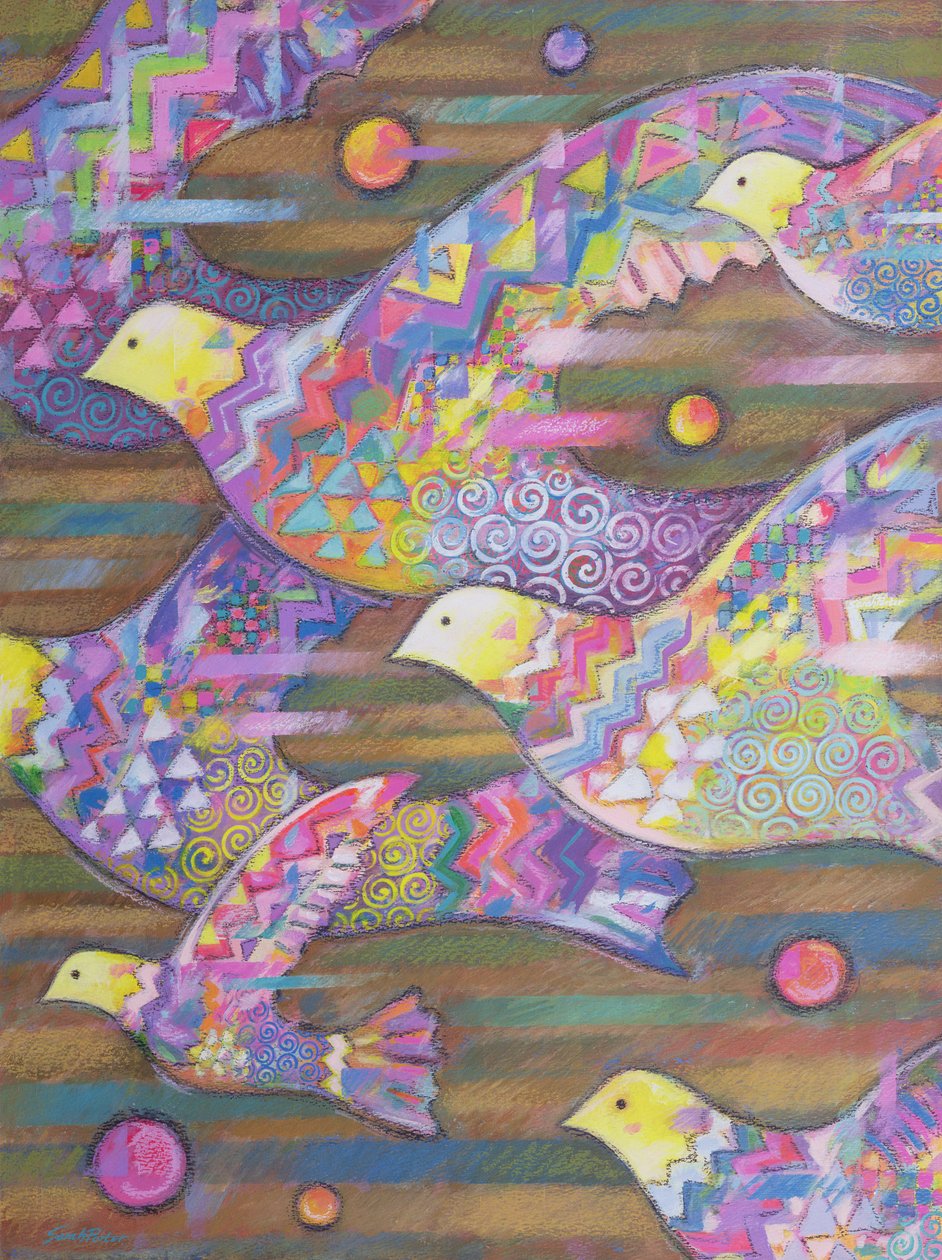 Jetstream, 1998 (kağıt üzerine akrilik ve yağlı pastel) by Sarah Porter