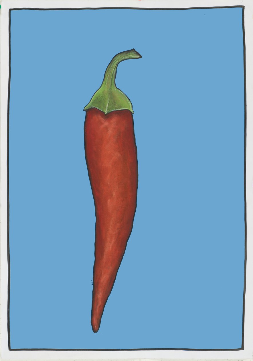 Chilli Blue, 2005 (kağıt üzerine yağlı boya ve pastel) by Sarah Thompson Engels