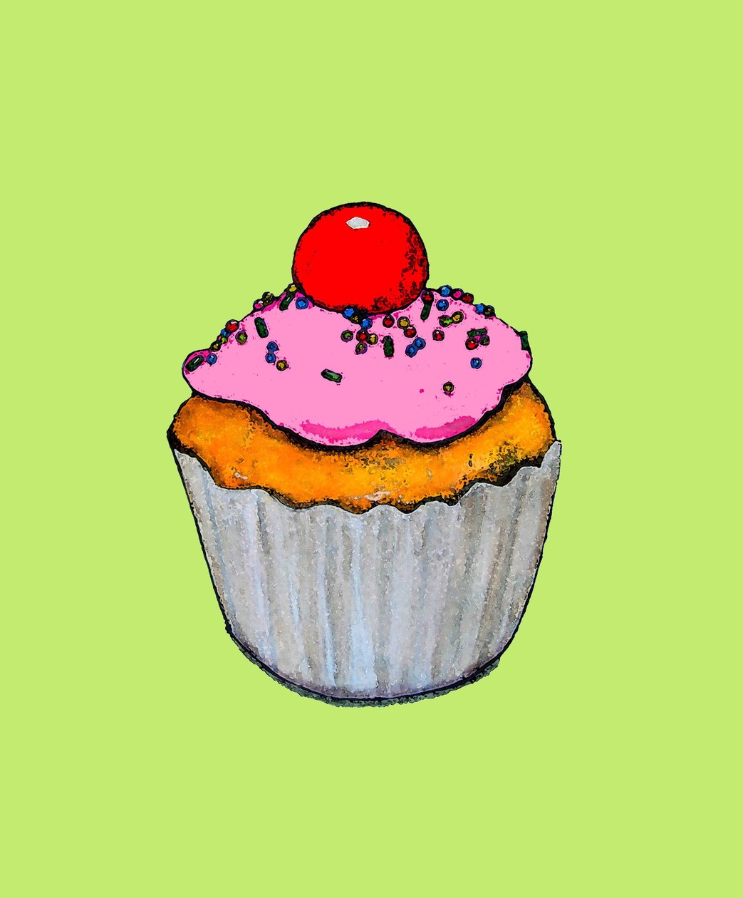 Cupcake, 2009 (kağıt üzerine yağ ve mürekkep) by Sarah Thompson Engels