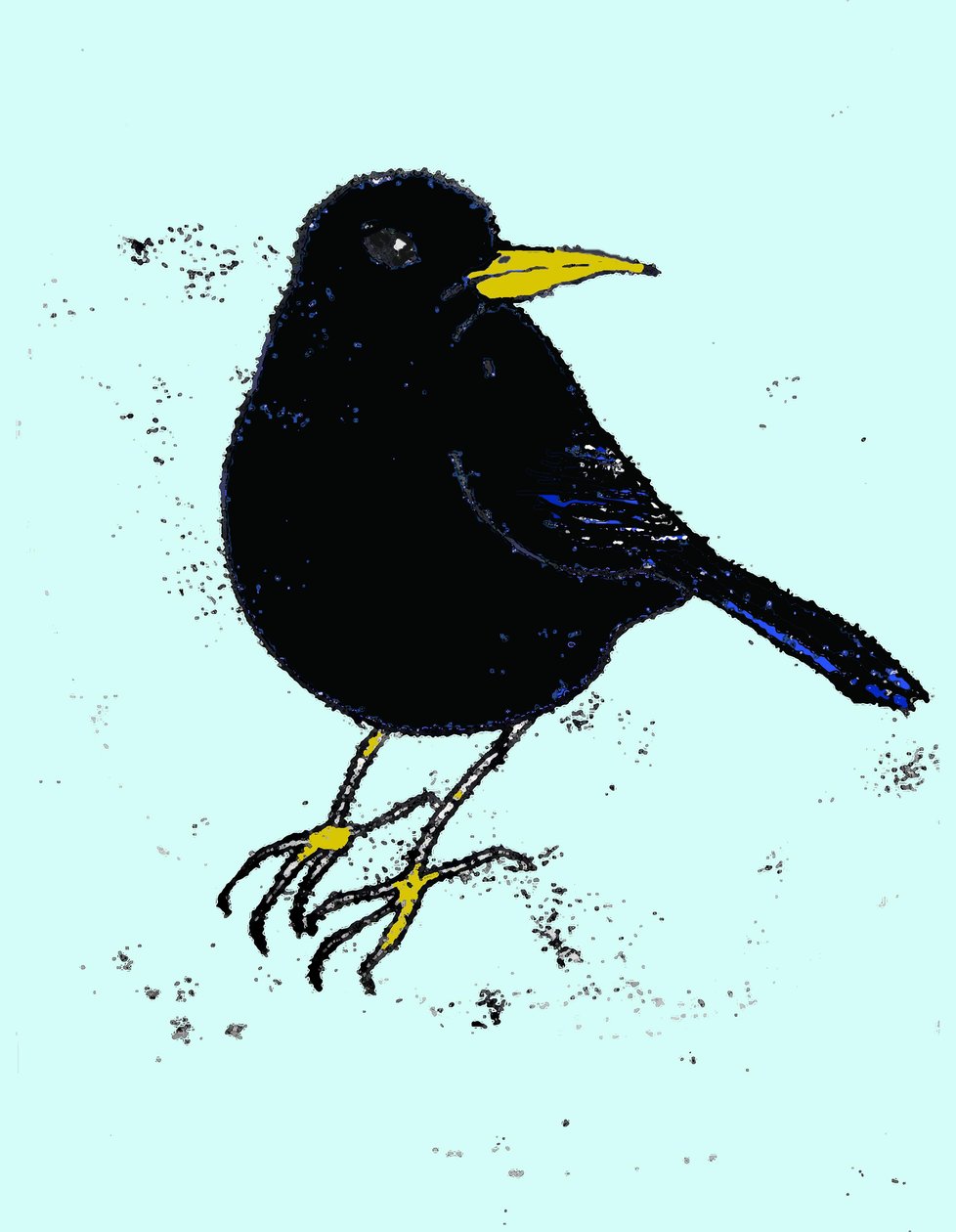 Blackbird, 2009 (kağıt üzerine yağ ve mürekkep) by Sarah Thompson Engels