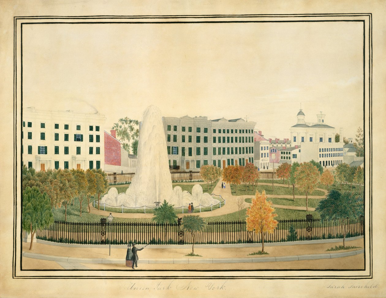 Union Park, New York, yak. 1845. by Sarah Fairchild