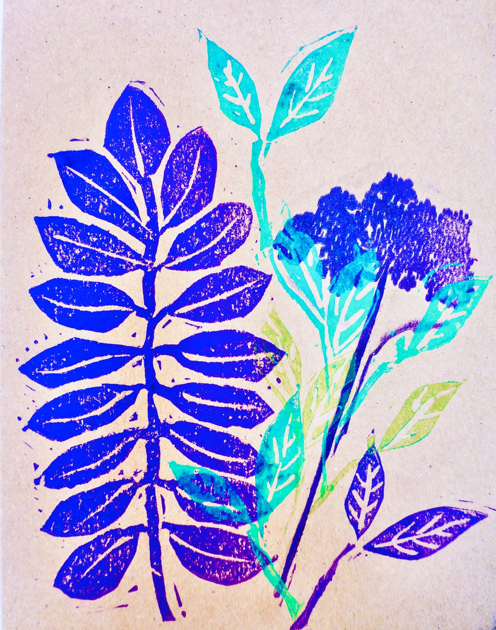 Flora (linocut) 2020 by Sarah Thompson Engels