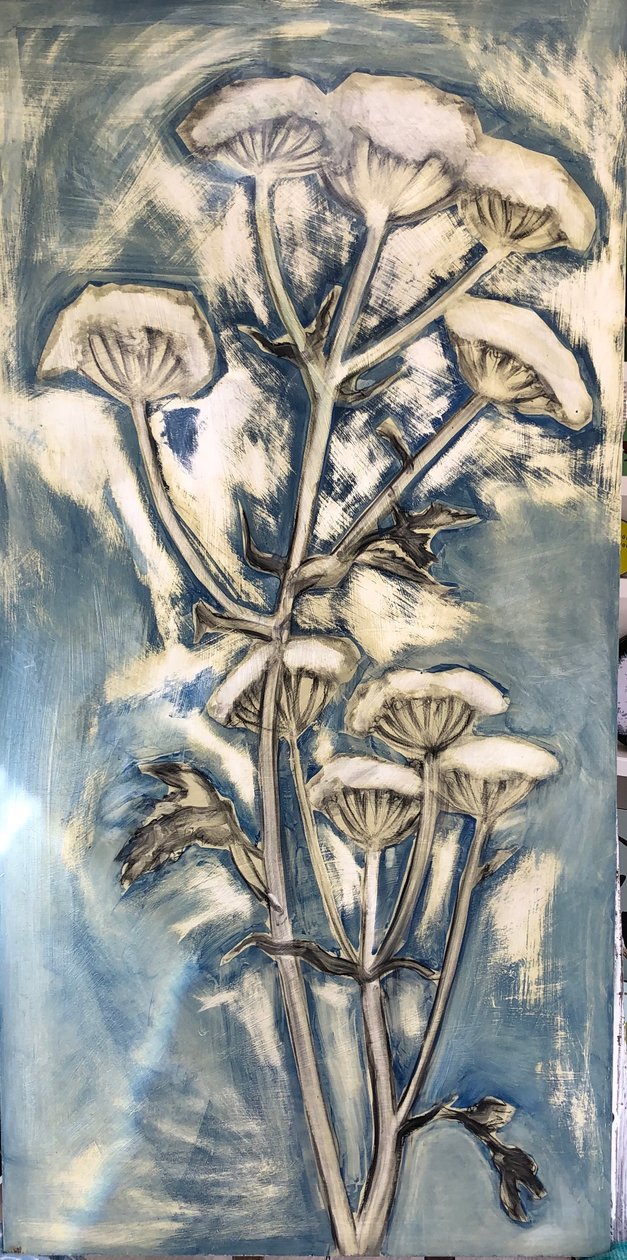 Hogweed (gemide akrilik) 2020 by Sarah Thompson Engels