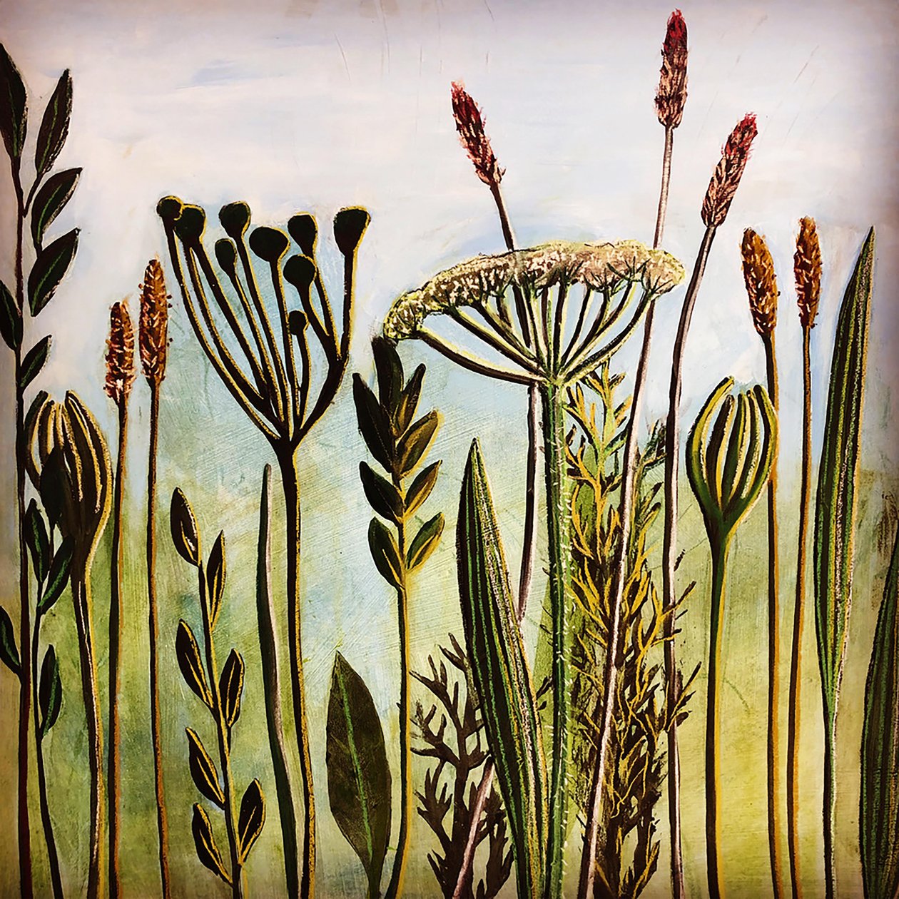 Hogweed 2020 (gemide akrilik) by Sarah Thompson Engels