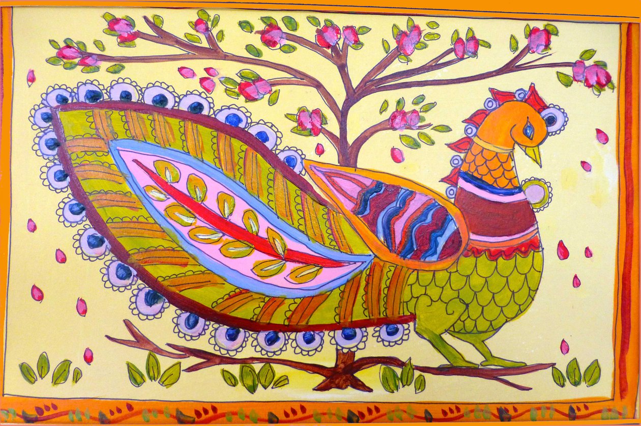 Hint tavus kuşu,2019,(sulu boya) by Sarah Thompson Engels