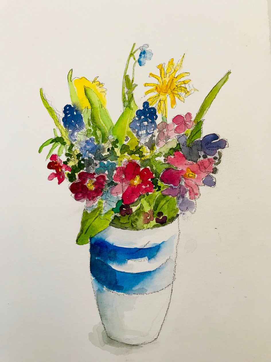 Bahar çiçekleri ,2020,(suluboya) by Sarah Thompson Engels