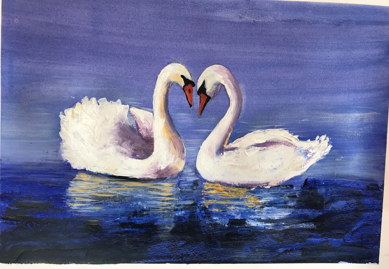 Kuğular, 2019 (akrilik) by Sarah Thompson Engels