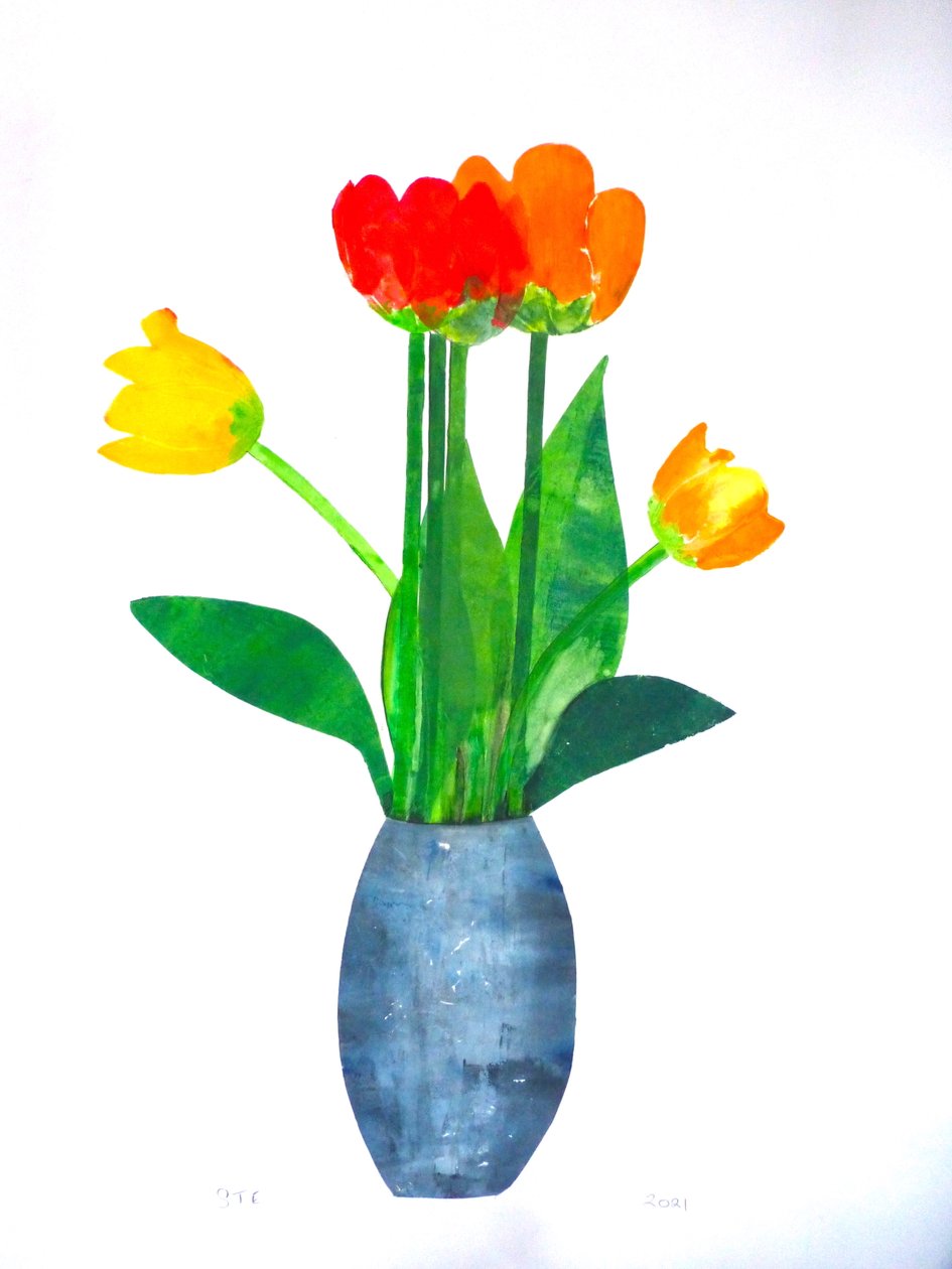 Tulips 2 ,2021(kağıt üzerine mürekkep) by Sarah Thompson Engels