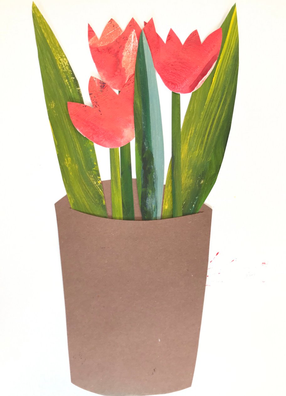 Saksıda Lale,2018 (kolaj) by Sarah Thompson Engels