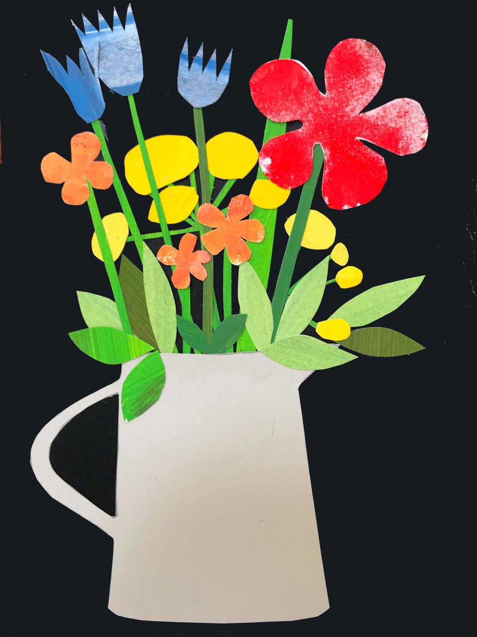 çiçekli vazo,2019 (kolaj) by Sarah Thompson Engels