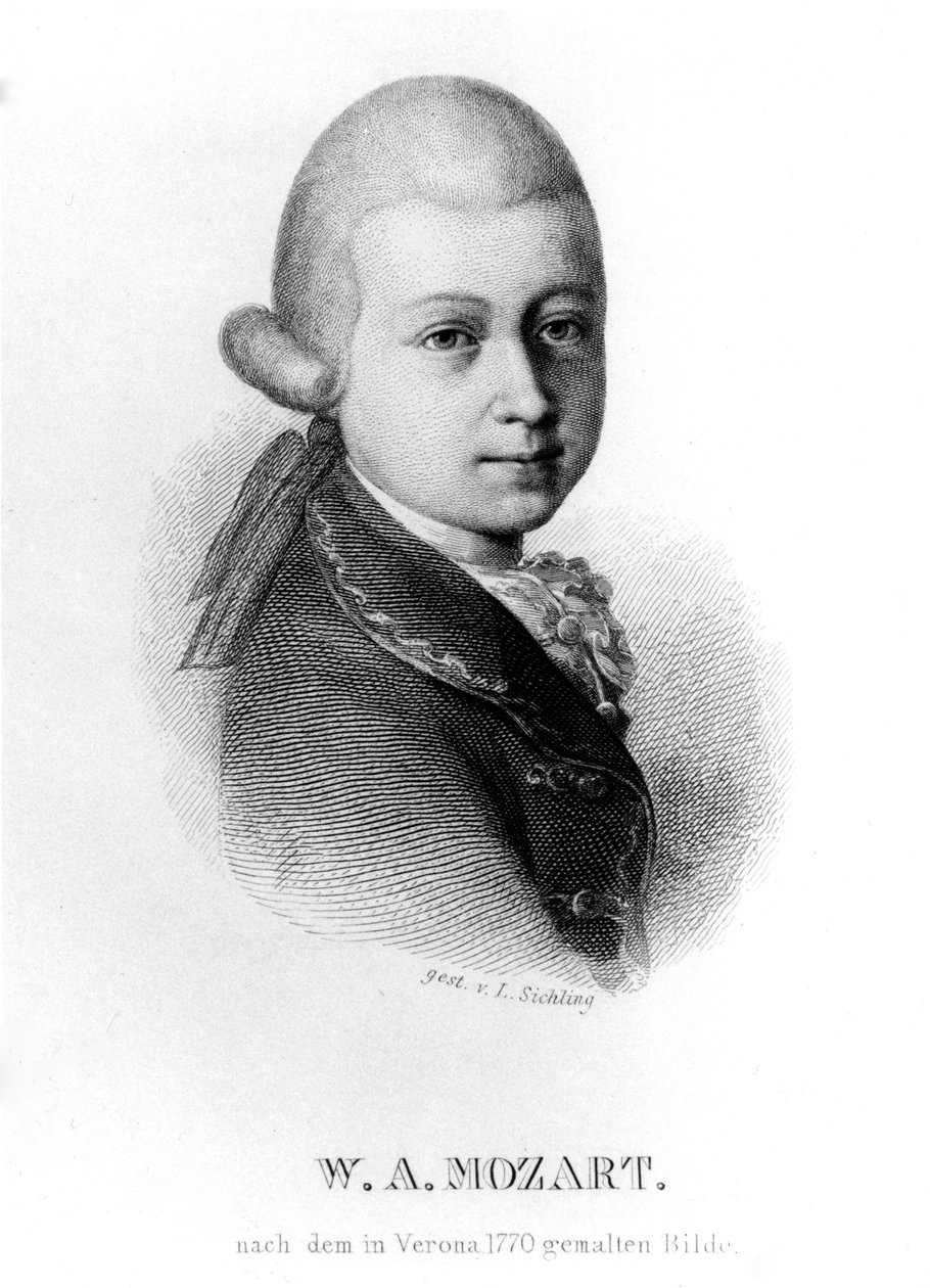 1770 yılında Wolfgang Amadeus Mozart, Lazarus Sichling tarafından oyulmuş by Saverio dalla Rosa