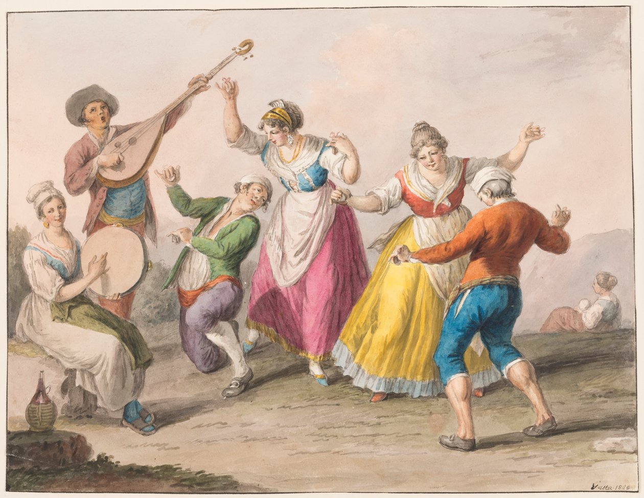 Su rengi; Tarantella dansçıları by Saverio della Gatta
