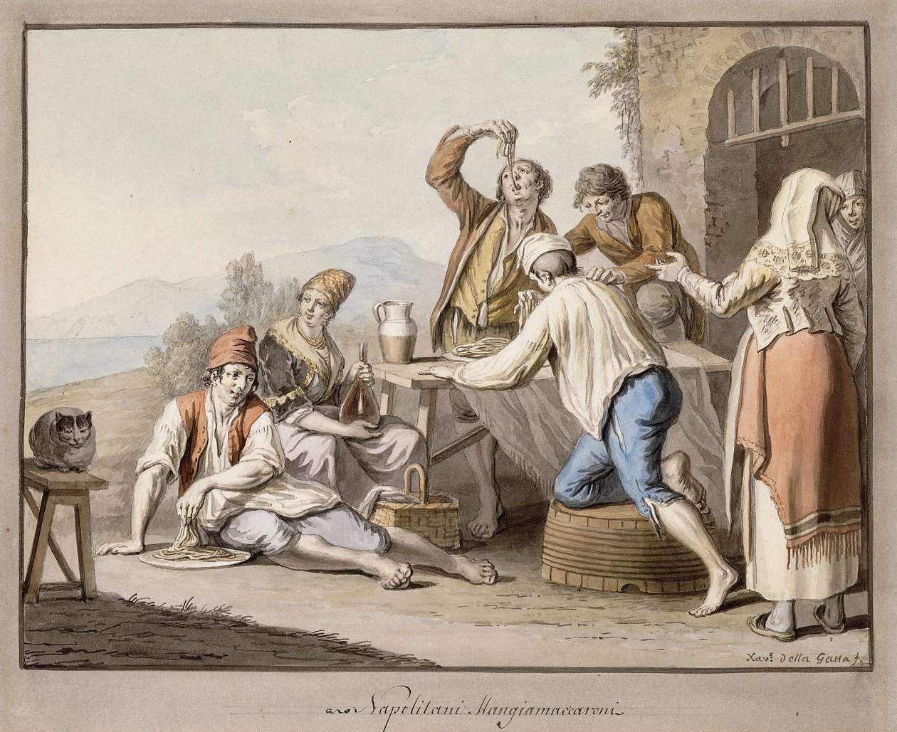 Makarna Yiyen Neopolitler; Napolitani Makarna yiyin, by Saviero Xavier della Gatta
