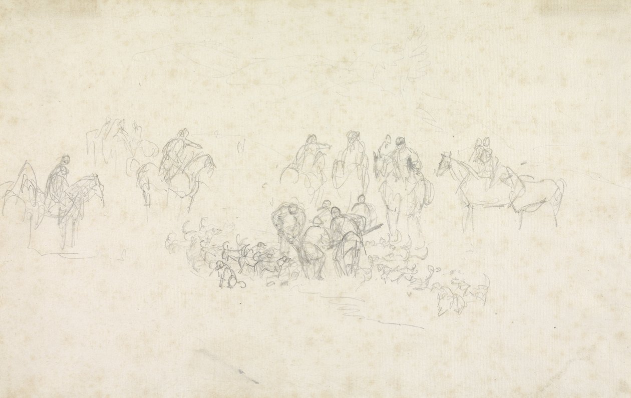 Hunting Sketch: Dünyaya gitti (kağıt üzerinde grafit) by Sawrey Gilpin