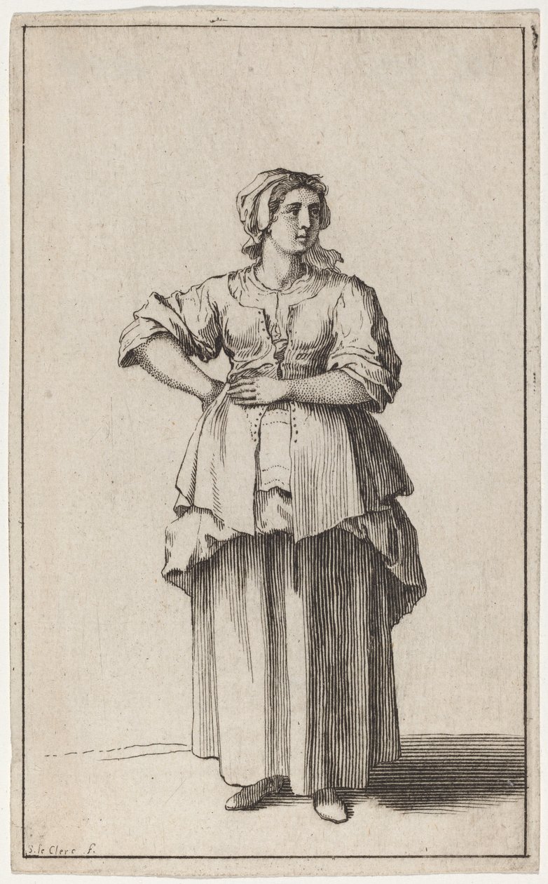 ayakta hizmetçi kadın by Sébastien Le Clerc the elder