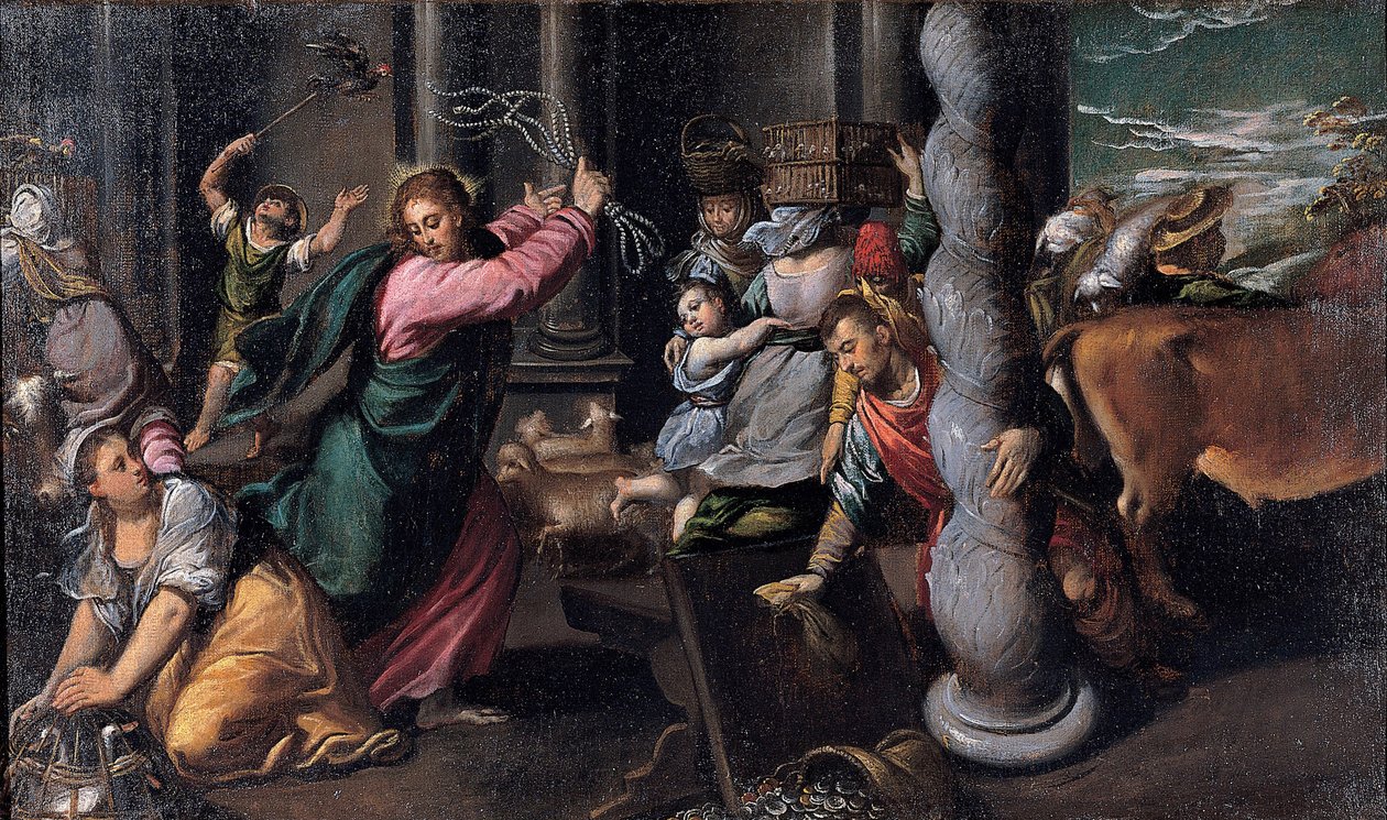 Mesih Tefecileri Tapınaktan Sürerken, 1580-1585 by Sigismondo Scarsellino