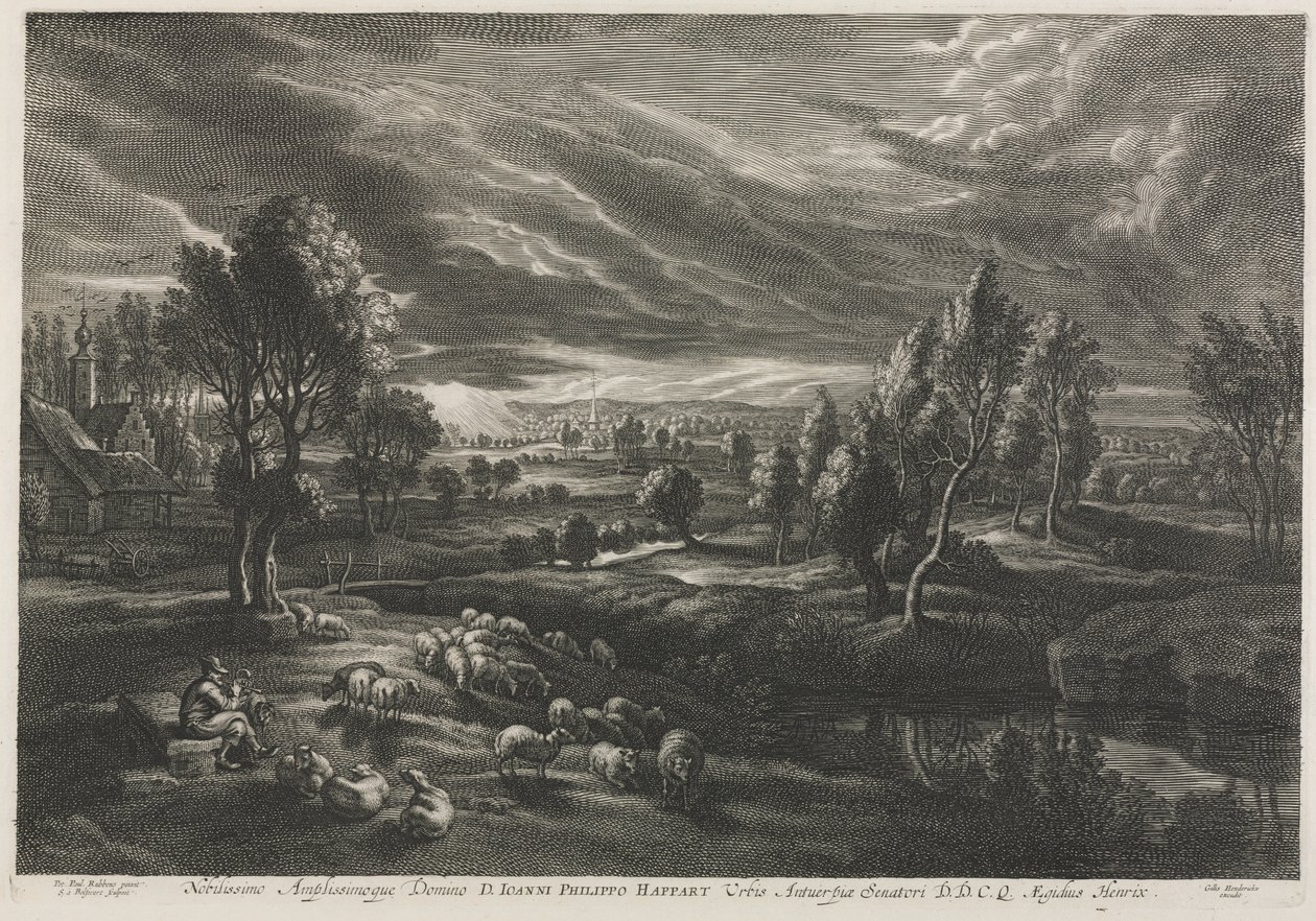 Çoban Flüt Çalarken Manzara by Schelte Adams Bolswert