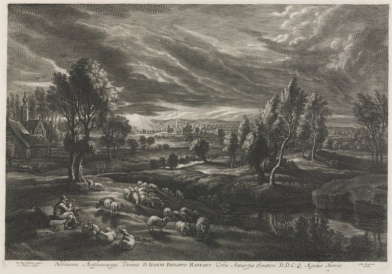 Çoban Flüt Çalarken Manzara. by Schelte Adams Bolswert