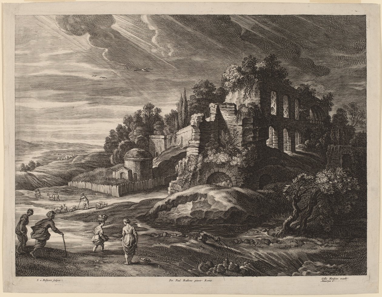 Büyük Roma Harabeleri ile Manzara by Schelte Adams Bolswert after Sir Peter Paul Rubens