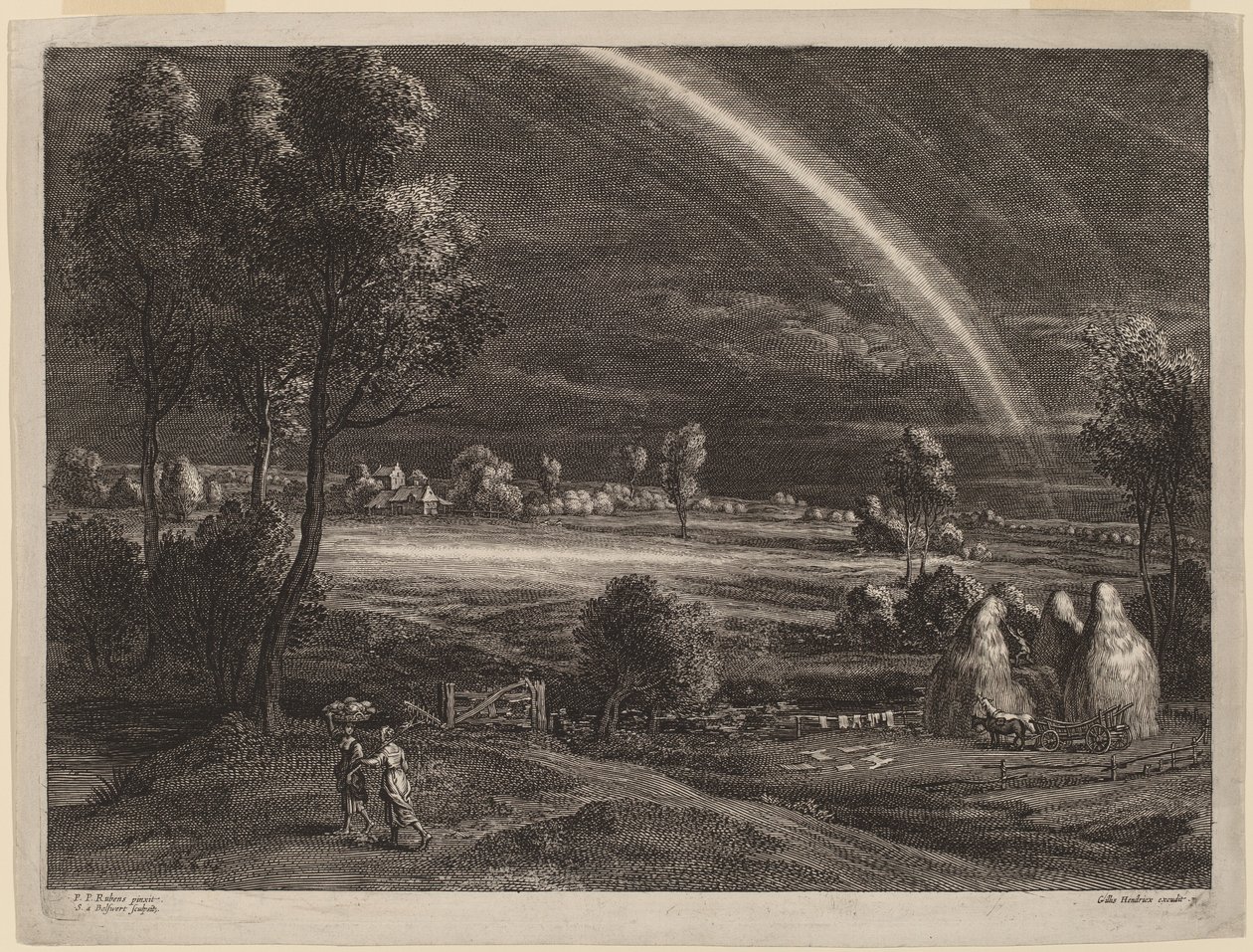 Büyük Gökkuşağı ile Manzara by Schelte Adams Bolswert after Sir Peter Paul Rubens