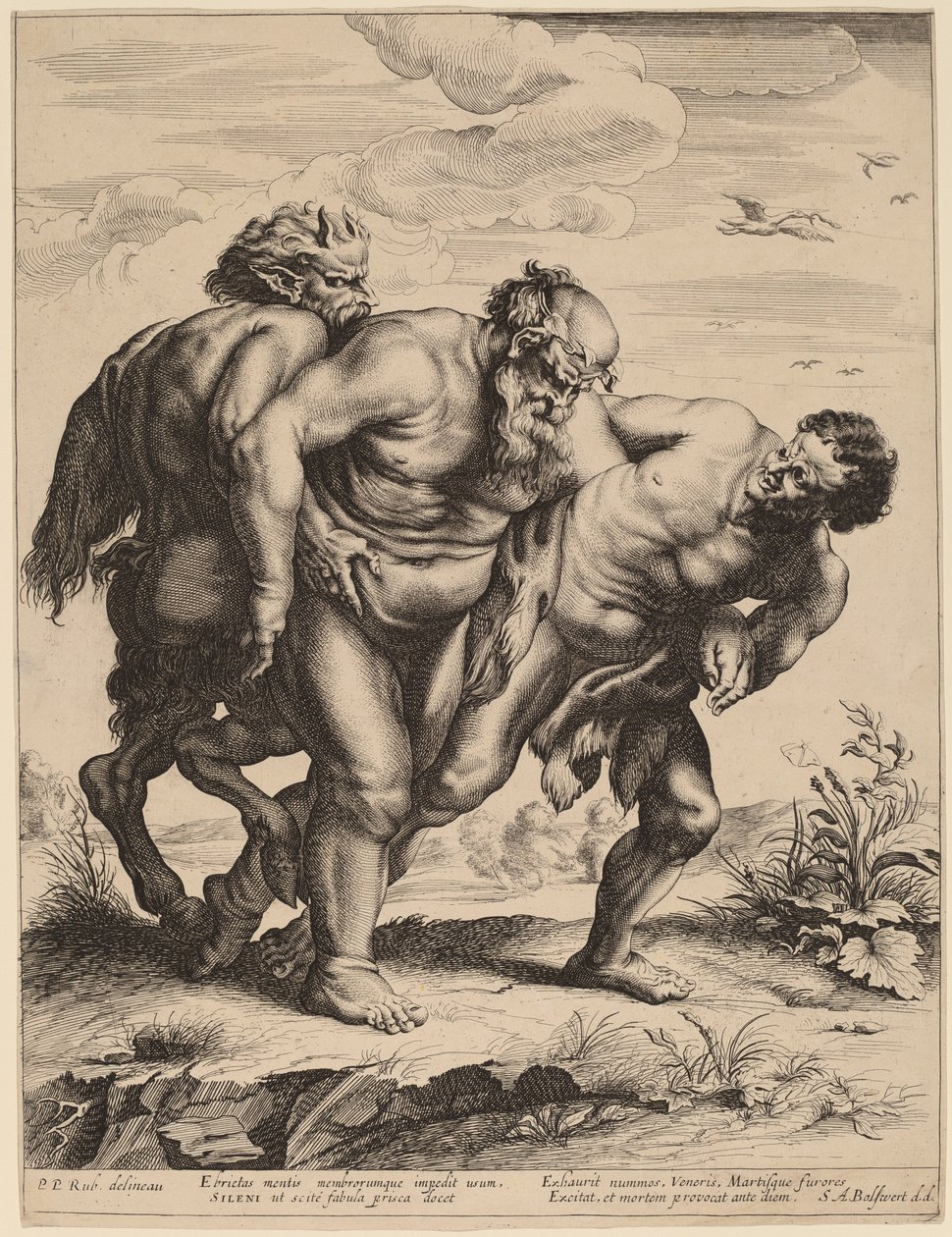 Sarhoş Silenus by Schelte Adams Bolswert after Sir Peter Paul Rubens