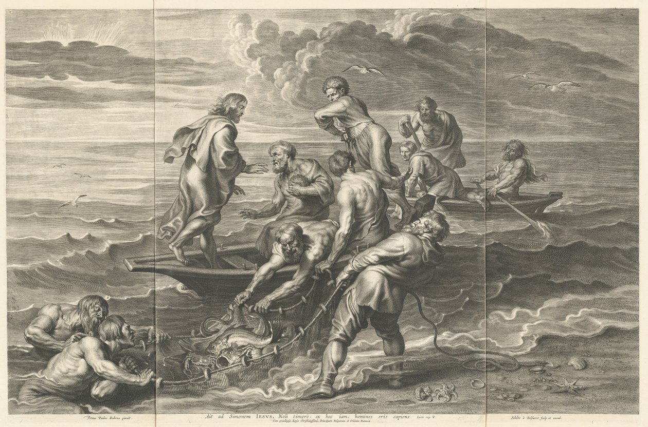 Balıkların Mucizevi Çekişi by Schelte Adams Bolswert after Sir Peter Paul Rubens