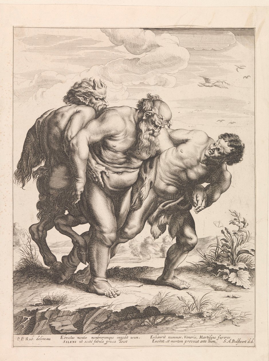sarhoş Silenus by Schelte Adamsz. Bolswert