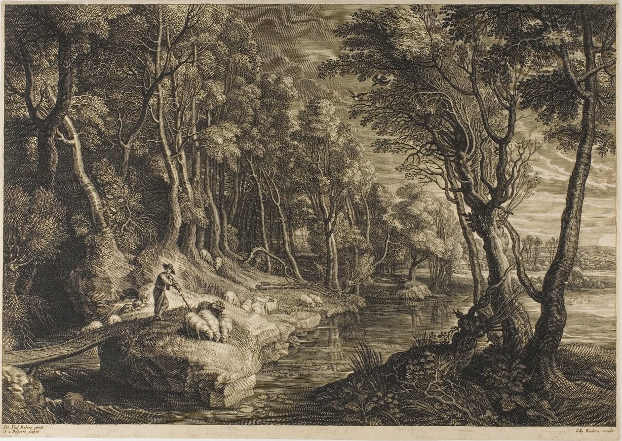 Küçük Manzaralardan Bir Derenin Geçtiği Orman by Schelte Adamsz. Bolswert