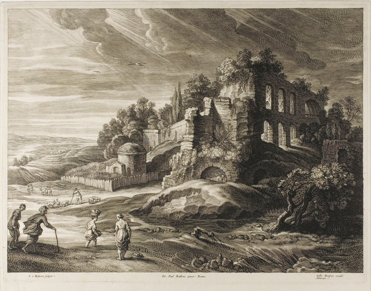 Küçük Manzaralardan Büyük Harabelerle Manzara by Schelte Adamsz. Bolswert