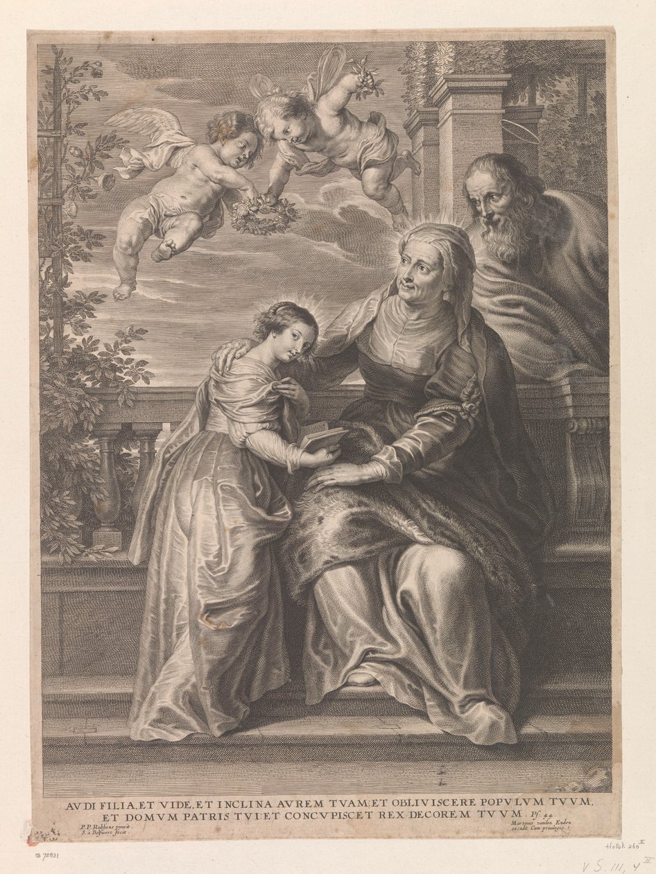 Maria, ebeveynleri Anna ve Joachim ile birlikte by Schelte Adamsz. Bolswert