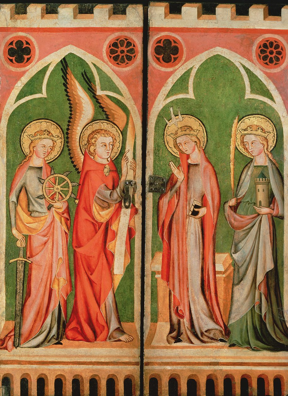 S.S. Barbara ve Katherine ile Müjde, 1310-40 by School of Cologne