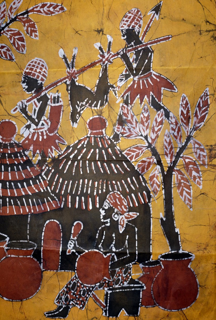 Batik tekniği kullanılarak yapılan kumaş, Togo el sanatları by School African