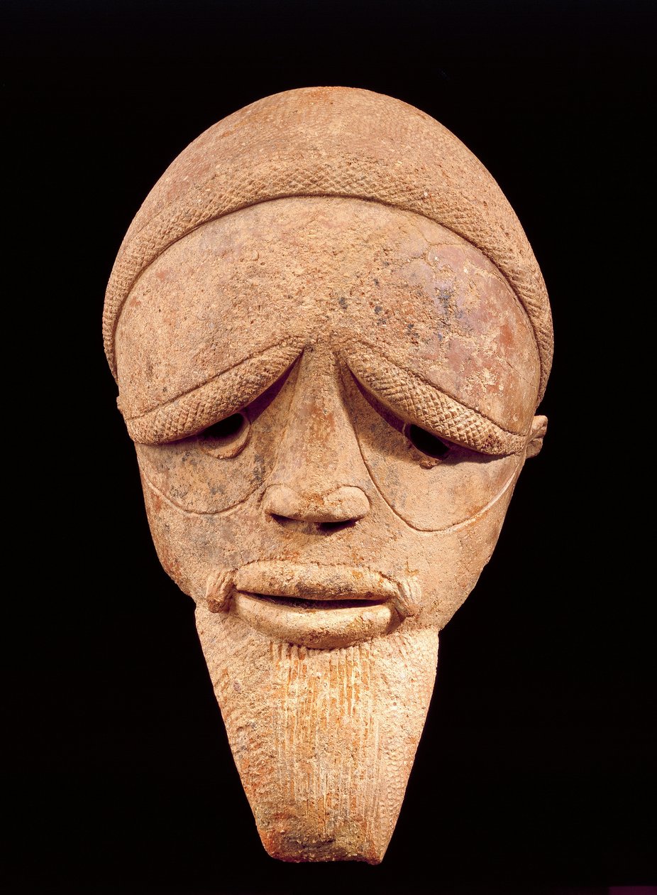 Erkek kafasının pişmiş toprak heykeli, Sokoto, Nijerya, MÖ 6.-2. yüzyıl by School African