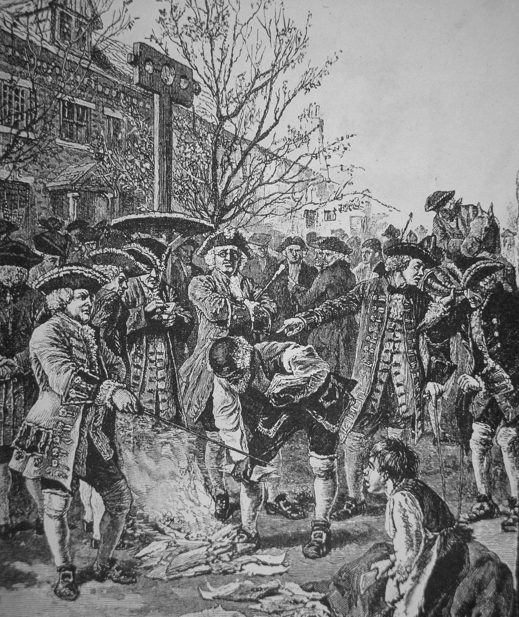 Damgalı Kağıdı yakan Bostonlılar (lito) by School American