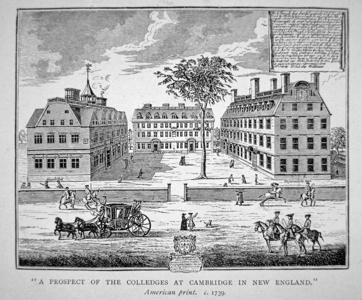 Harvard Koleji, Cambridge, Massachusetts c.1739 (lito) by School American
