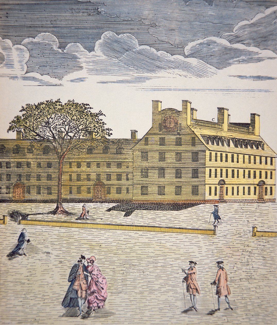 Harvard Koleji, Cambridge, Massachusetts c.1740 (renkli taş) by School American