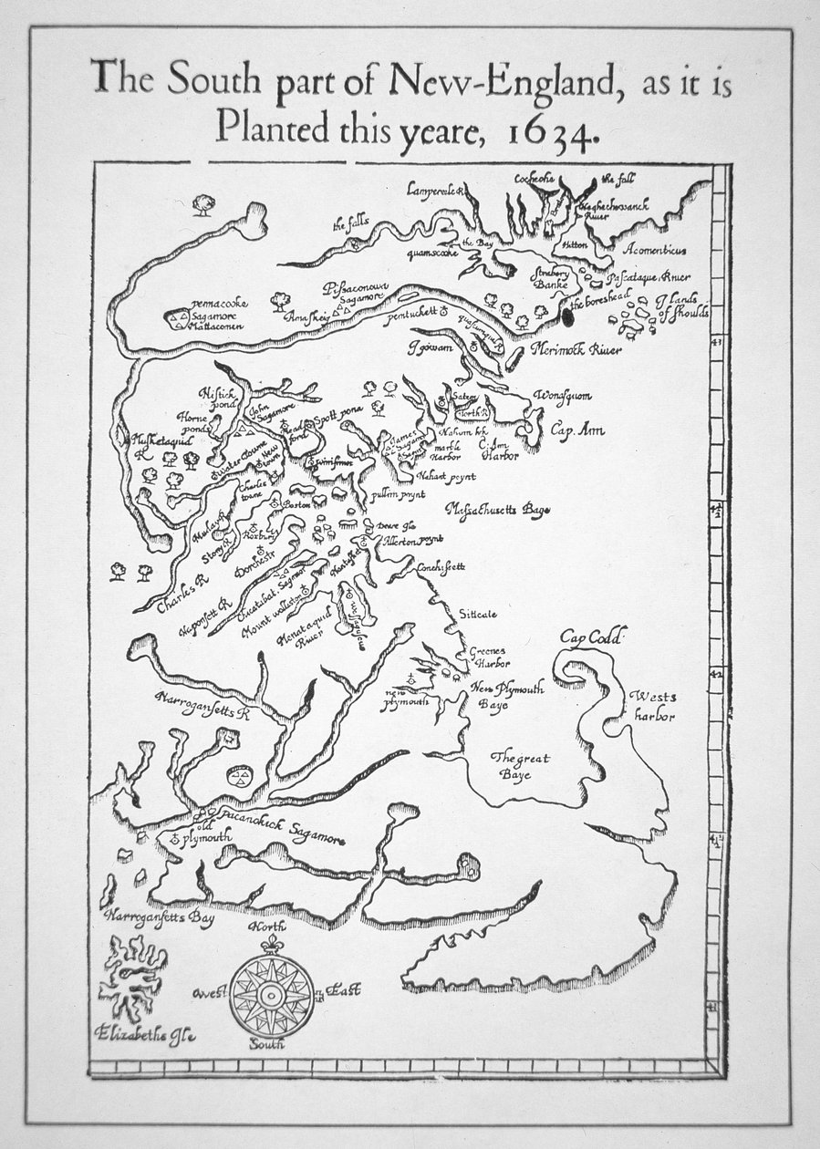 Massachusetts Körfezi (lito) dahil harita by School American