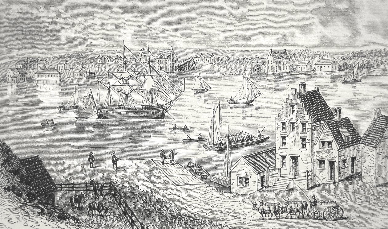 Feribot, New York, c.1750 (lito) by School American