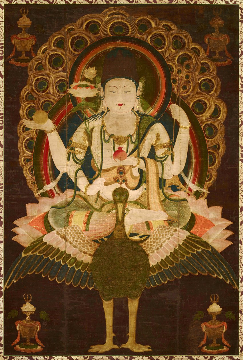 Budizm: ""Mahamayuri"" 12. yüzyıldan kalma parşömen, ipek üzerine boyama - Boyut 147.9x98.9 cm Japonya Tokyo Ulusal Müzesi by School Asian