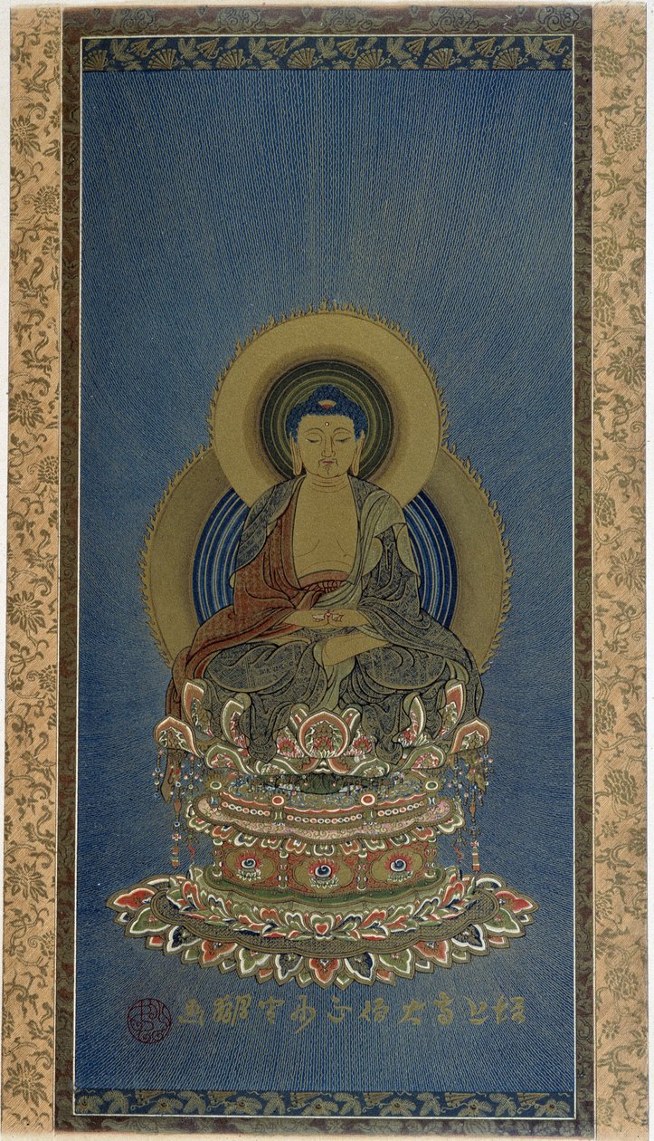İpek üzerine boyama - AMITABHA ilahi Boudhist. by School Asian