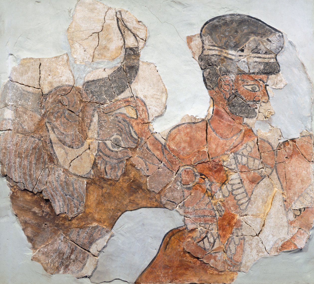 Suriye'deki Mari (şimdi Tell Hariri) arkeolojik alanından gelen kurbanı tasvir eden fresk, by School Assyrian