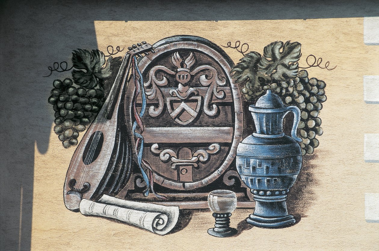 Duvardaki bir fresk yakın çekim, Oberarnsdorf, Wachau, Aşağı Avusturya, Avusturya by School Austrian