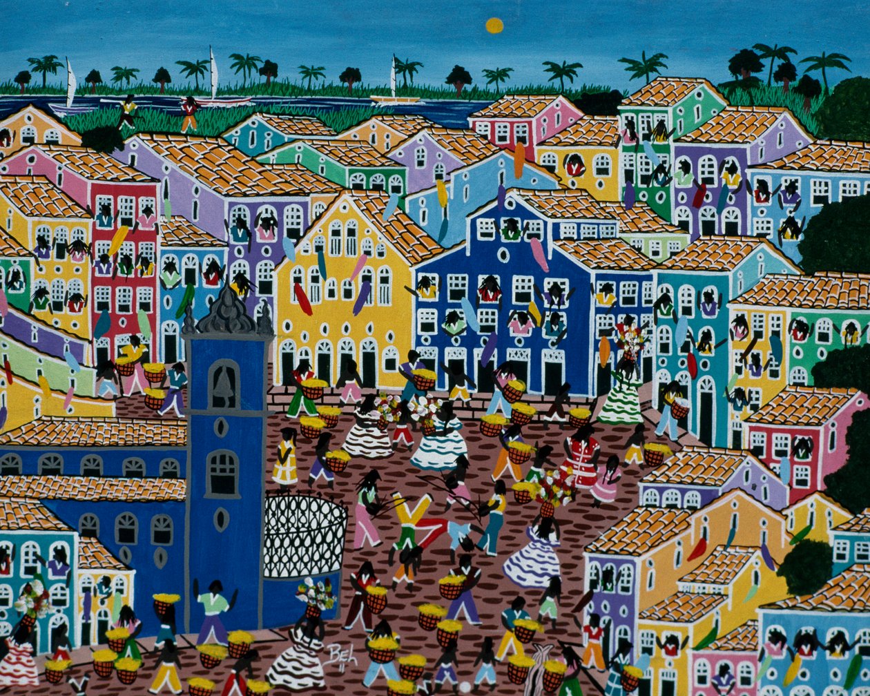 Pazarı betimleyen saf sanat resmi, Bahia Eyaleti, Brezilya by School Brazilian