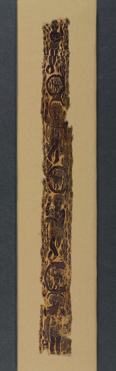 Tunikten Süs Omuz Bandı, 600-650 (ek atkı sargılı goblen dokuma, boyanmamış keten ve boyalı yün) by School Byzantine