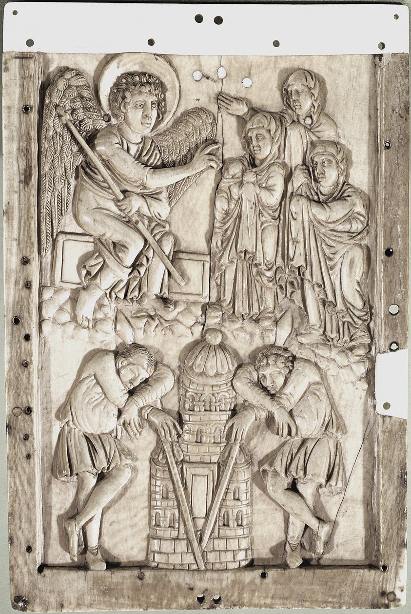Karolenj sanatı: mezardaki kutsal kadınlar - (Mezardaki kutsal kadınlar) Fildişi kabartması by School Carolingian